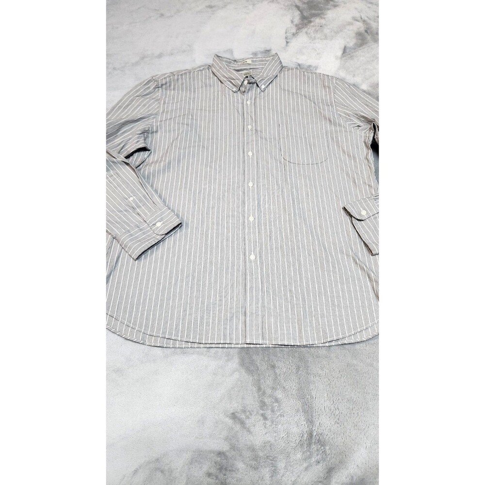 J.Crew Men's XXL Slim Fit Gray Striped Stretch Cotton Blend Button Shirt